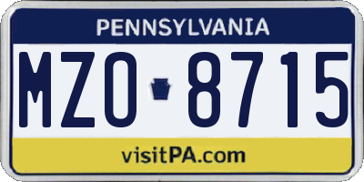 PA license plate MZO8715