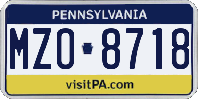 PA license plate MZO8718