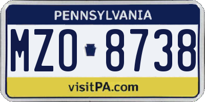 PA license plate MZO8738