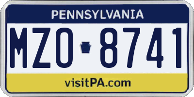 PA license plate MZO8741