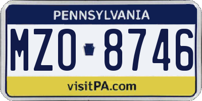 PA license plate MZO8746