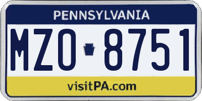 PA license plate MZO8751