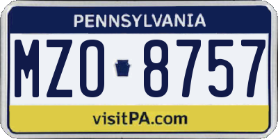 PA license plate MZO8757