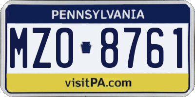 PA license plate MZO8761