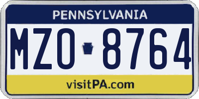 PA license plate MZO8764