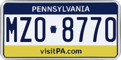 PA license plate MZO8770