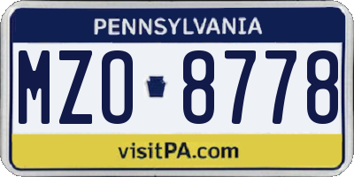 PA license plate MZO8778