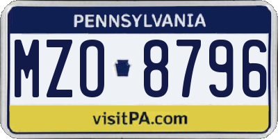 PA license plate MZO8796