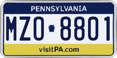 PA license plate MZO8801