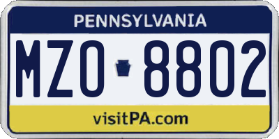 PA license plate MZO8802