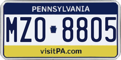 PA license plate MZO8805