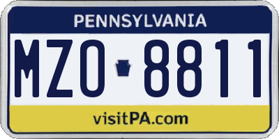 PA license plate MZO8811