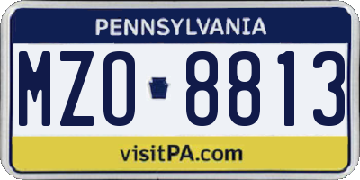 PA license plate MZO8813