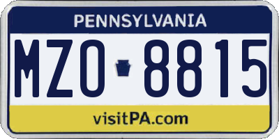 PA license plate MZO8815