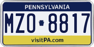 PA license plate MZO8817