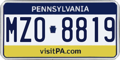 PA license plate MZO8819
