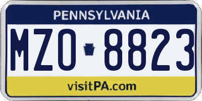 PA license plate MZO8823