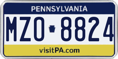 PA license plate MZO8824