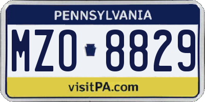 PA license plate MZO8829