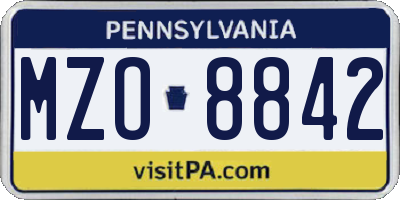 PA license plate MZO8842