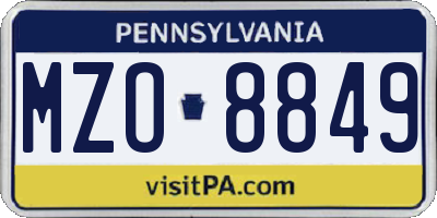 PA license plate MZO8849