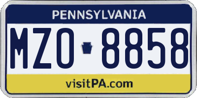 PA license plate MZO8858