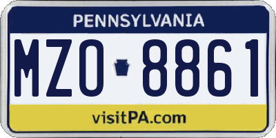 PA license plate MZO8861