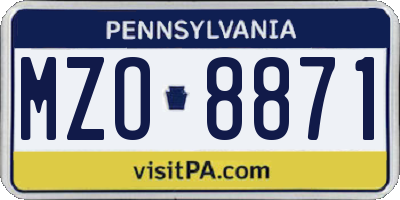 PA license plate MZO8871