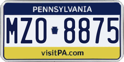 PA license plate MZO8875