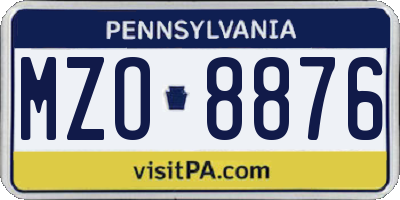 PA license plate MZO8876