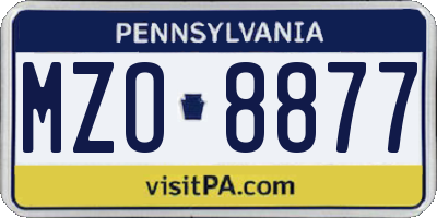 PA license plate MZO8877