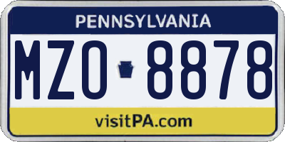 PA license plate MZO8878