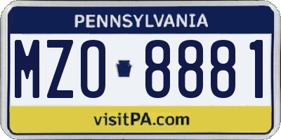 PA license plate MZO8881