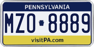 PA license plate MZO8889