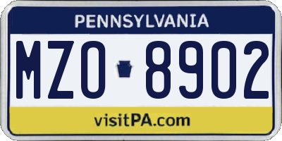 PA license plate MZO8902