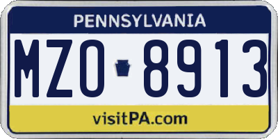 PA license plate MZO8913