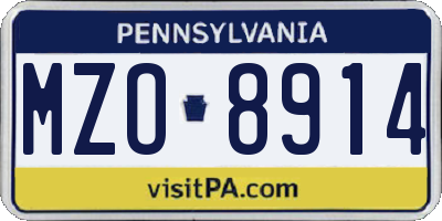 PA license plate MZO8914