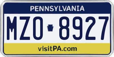 PA license plate MZO8927