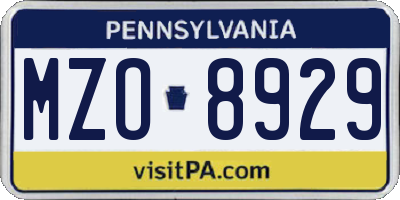 PA license plate MZO8929