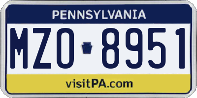 PA license plate MZO8951
