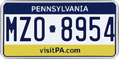 PA license plate MZO8954