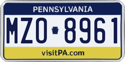 PA license plate MZO8961