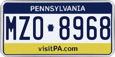 PA license plate MZO8968