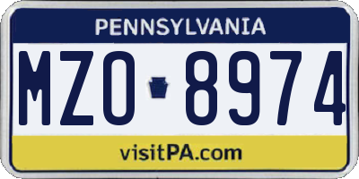 PA license plate MZO8974