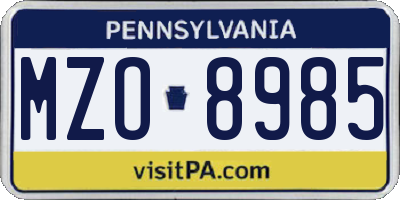 PA license plate MZO8985