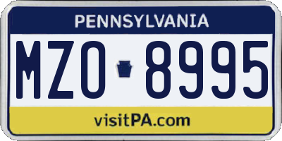 PA license plate MZO8995