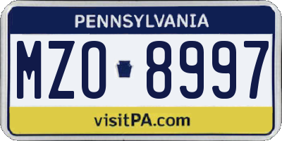 PA license plate MZO8997
