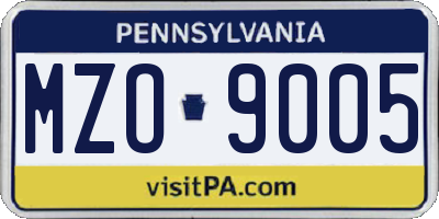 PA license plate MZO9005