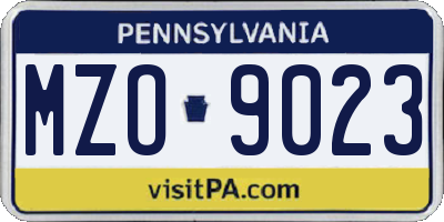 PA license plate MZO9023