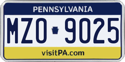 PA license plate MZO9025